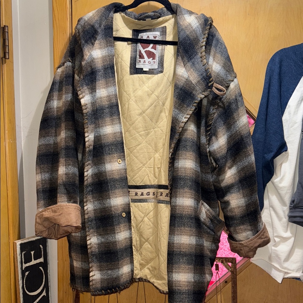 Plaid Hooded unisex  Jacket with Quilted Lining